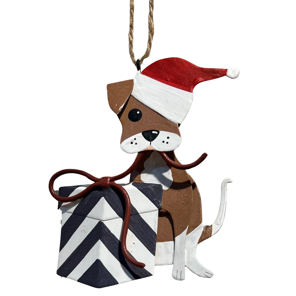 Dog with Xmas Parcel Hanging Ornament – Collecting Seashells